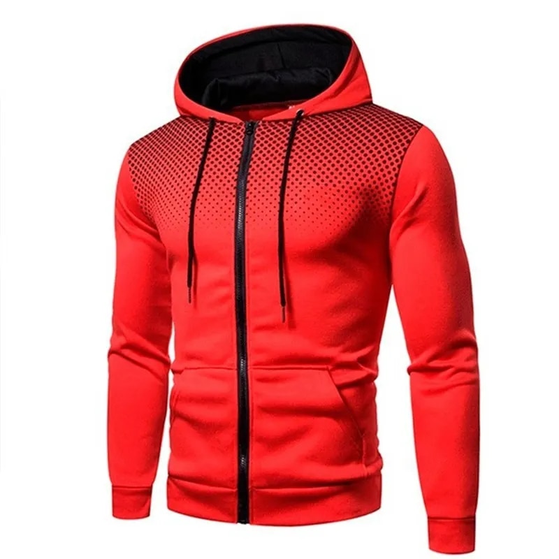 Mens Polka Dot Graphic Zipup Hoodie With Pockets For Sports And Casual Wear - 11