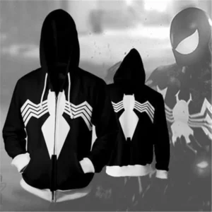Unisex 3d Spider Printed Zipup Hoodie Hip Hop Style Sweatshirt - 1