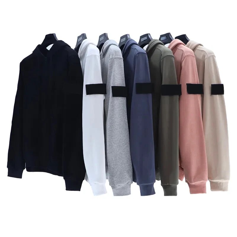 Unisex Casual Zipup Hoodie With Sleeve Label Lightweight Spring Autumn - 12