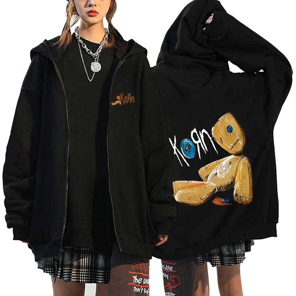 Korn Metal Music Mens Zipper Hoodies Unisex Y2k Streetwear Sweatshirts - 16
