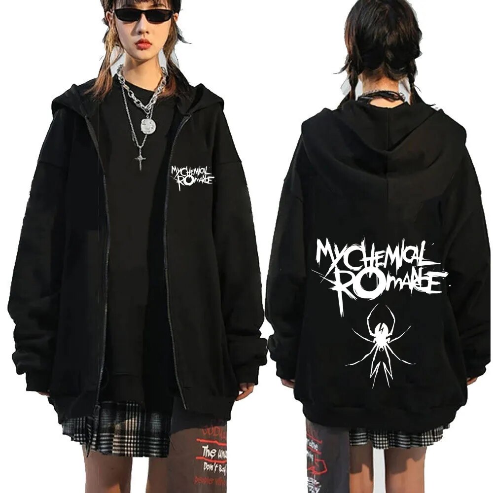 My Chemical Romance Punk Emo Zip Up Hoodie Sweatshirt Vintage Style - 8