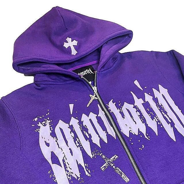 Y2k Retro Harajuku Hoodie Oversized Unisex Streetwear With Zipup Long Sleeves - 9