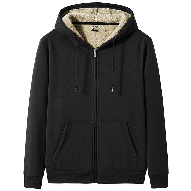 Thick Winter Fleece Hoodie For Men Large Big Size 7xl8xl Warm Zipup Sweatshirt - 21