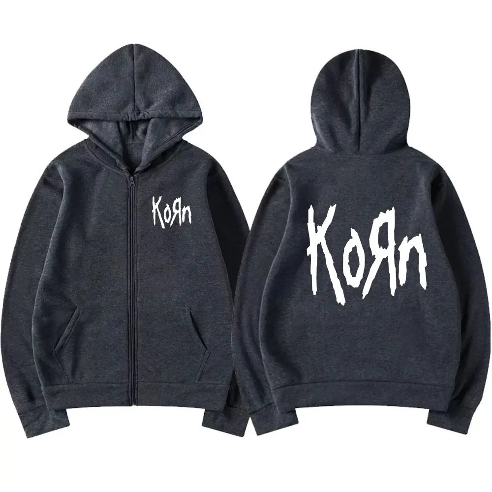 Korn Band Mens Gothic Metal Punk Zipup Hoodie Sweatshirt Jacket - 2