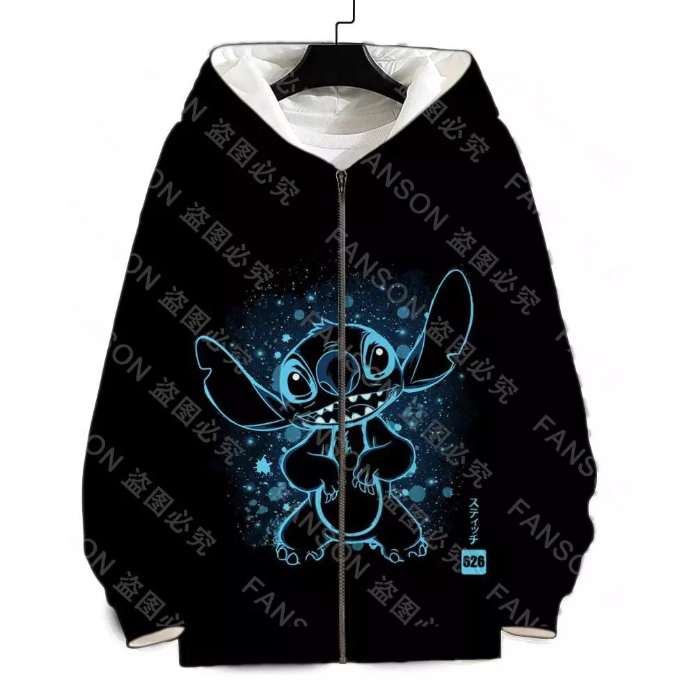 Disney Lilo Stitch 3d Print Unisex Zip Up Hoodie For Springautumn - 14