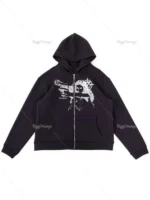 Mens Hip Hop Hoodie Streetwear Harajuku Print Autumnwinter Zipup Jacket - 6