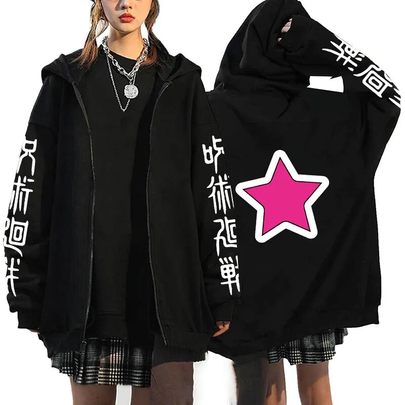 Jujutsu Kaisen Anime Zipup Fleece Hoodie Jackets For Men And Women - 15
