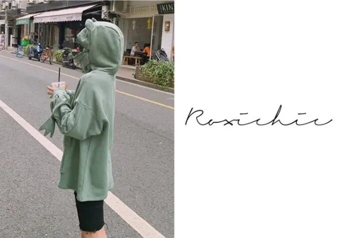 Embroidered Frog Zipup Hoodie With Doll Decoration For Womens Casual Wear - 74