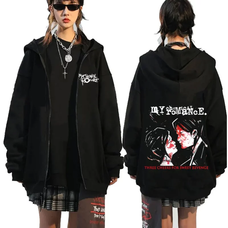 My Chemical Romance Vintage Zipup Hoodie Punk Emo Black Parade Sweatshirt - 1