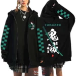 Unisex Demon Slayer Anime Zipup Hoodie Harajuku Cosplay Costume Jacket - 2