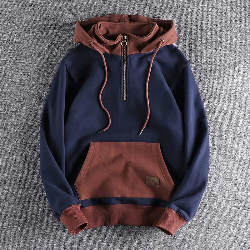 Mens Full Zip Fleeced Hoodie Loose Streetwear Warm Onepiece Sweatshirt - 12