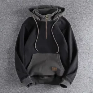 Mens Full Zip Fleeced Hoodie Loose Streetwear Warm Onepiece Sweatshirt - 1