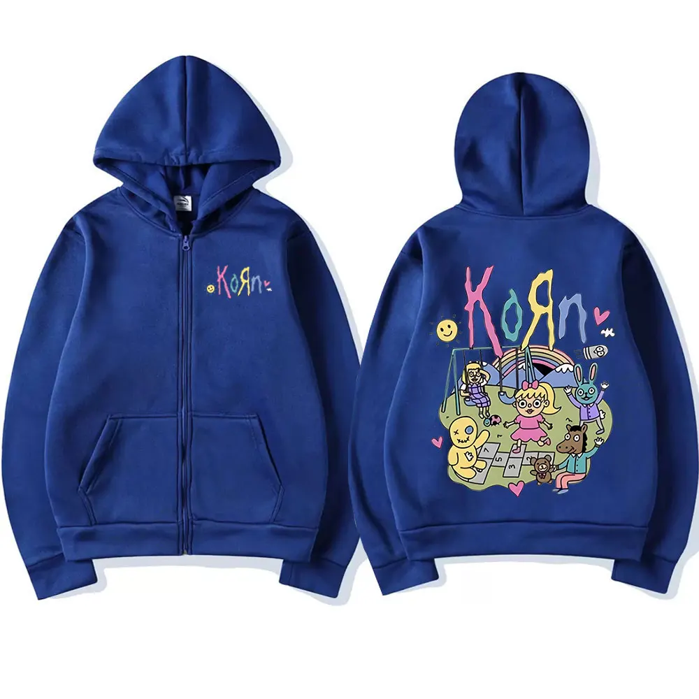 Vintage Korn Rock Band Zipup Hoodie Unisex Gothic Streetwear Sweatshirt - 3