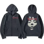 Mens Vintage 90s Bjork Album Print Oversized Zipup Hip Hop Hoodie - 6