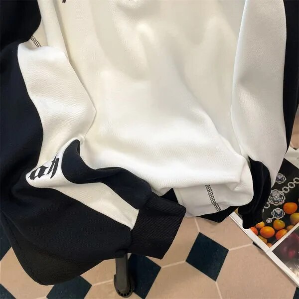 Y2k Retro Gothic Letter Sweatshirt Menwomens Autumn Long Sleeve Halfzip Top - 11