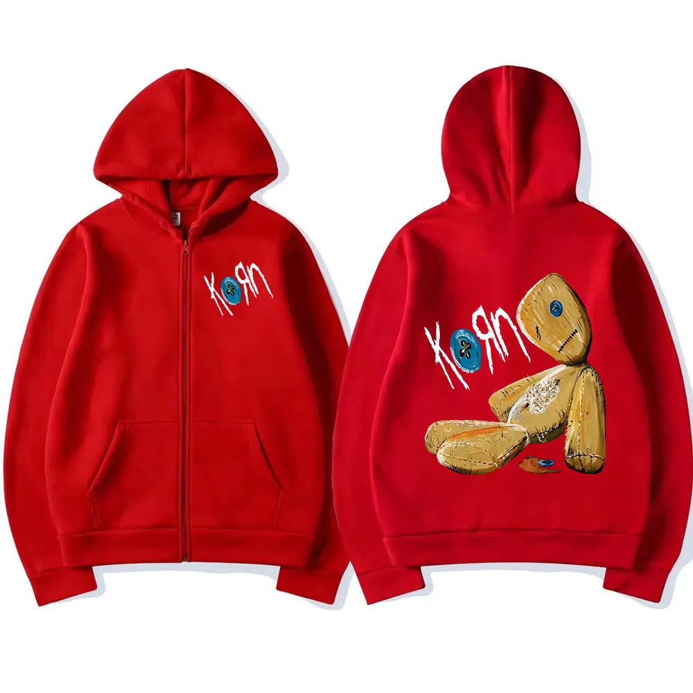 Korn Rock Band Vintage Black Zip Hoodie Unisex Streetwear Jacket - 5