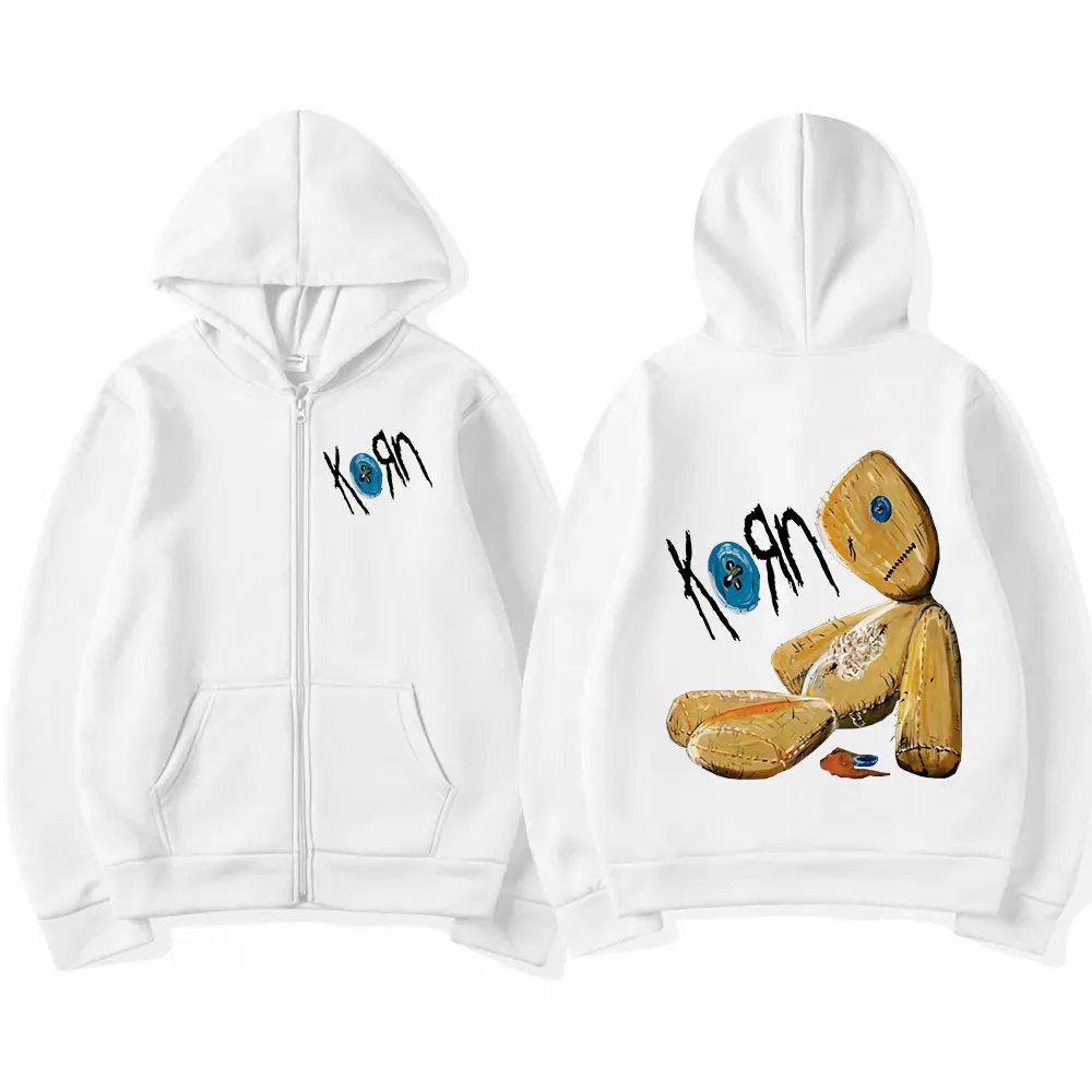 Korn Rock Band Vintage Black Zip Hoodie Unisex Streetwear Jacket - 3