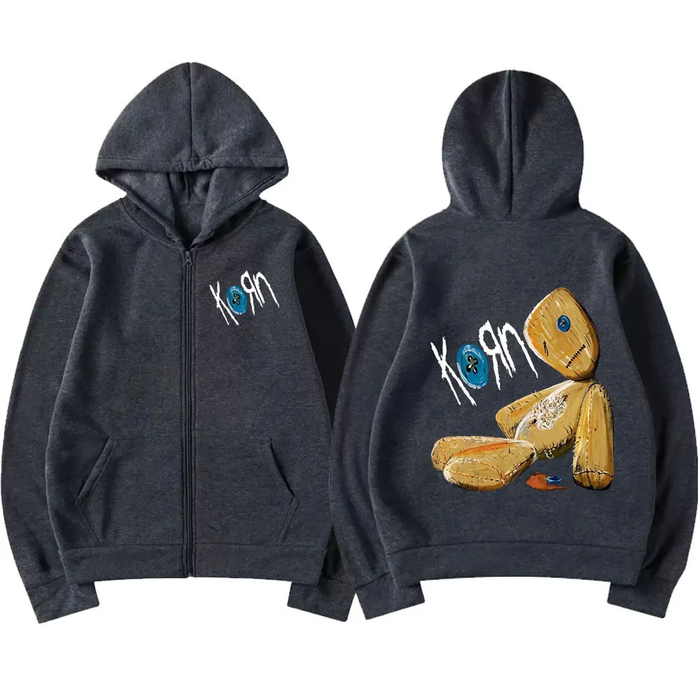 Korn Rock Band Vintage Black Zip Hoodie Unisex Streetwear Jacket - 2