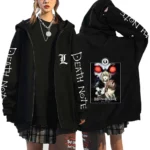 Death Note Anime Mens Zipup Hoodie Harajuku Y2k Streetwear Jacket - 4