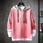 Zogaa Mens Black White Harajuku Hooded Pullover Streetwear Sportswear - 5