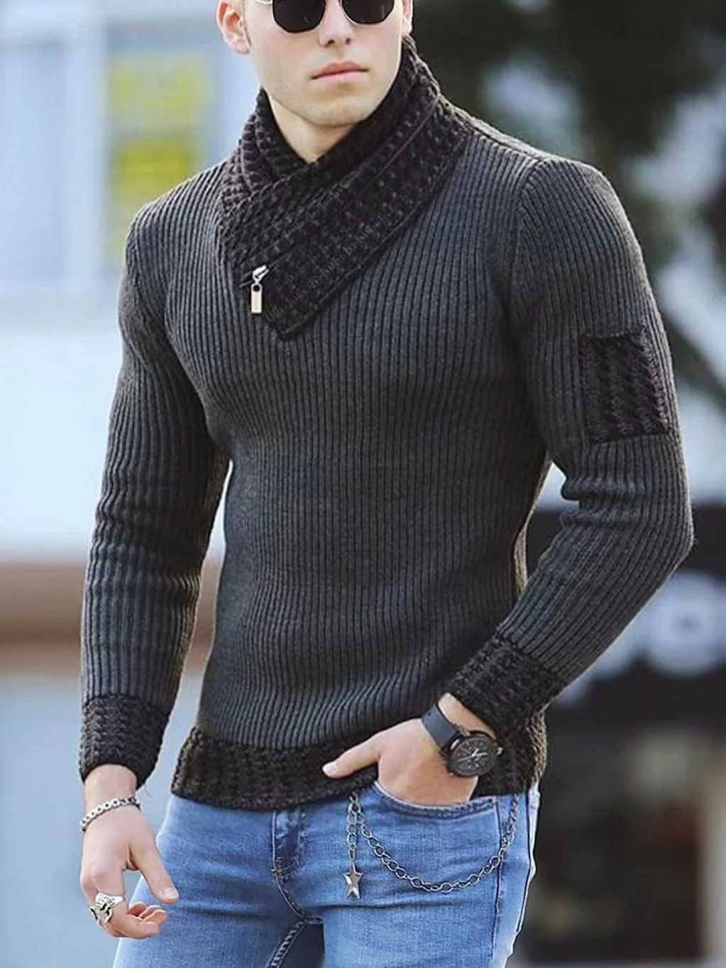 Korean Vintage Oversized Turtleneck Sweater Mens Autumnwinter Warm Pullover - 6