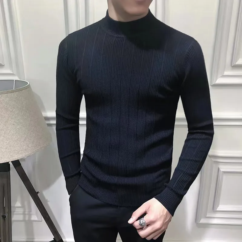 Korean Vintage Oversized Turtleneck Sweater Mens Autumnwinter Warm Pullover - 5