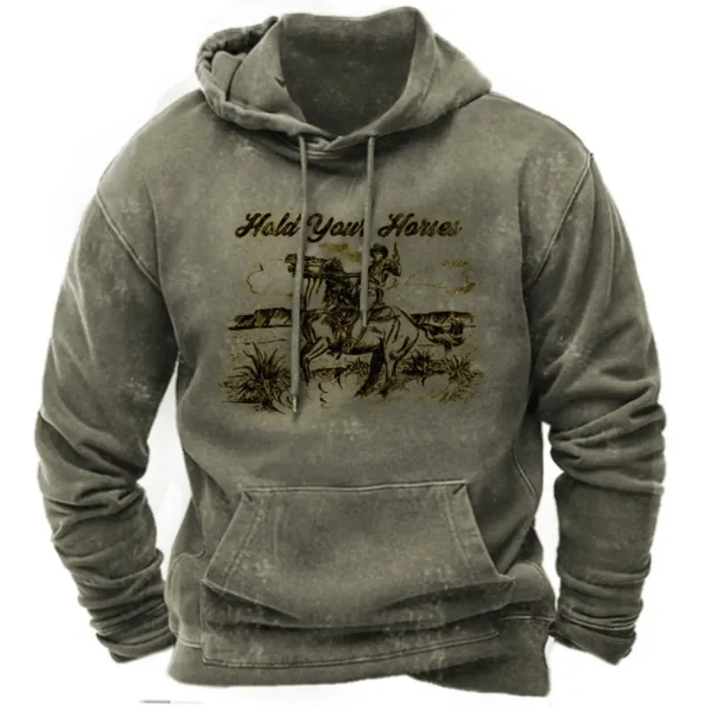 Mens 3d Print Vintage Hoodie Oversized Winter Sweatshirt Streetwear - 4
