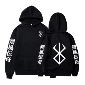 Berserk Anime Mens Hoodie Casual Oversized Sweatshirt With Japan Cartoon Print - 1
