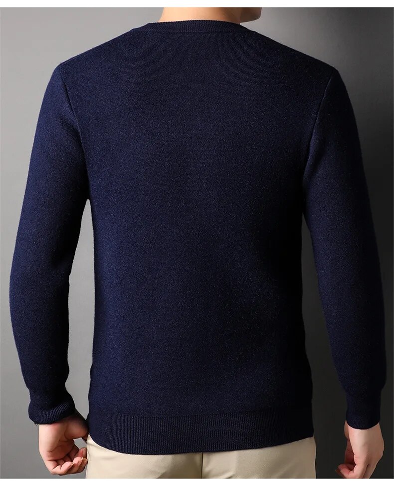 Mens Vintage Style Solid Color Knitted Sweater For Autumnwinter - 14