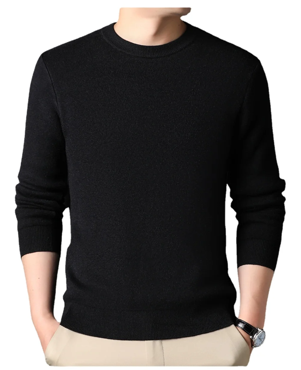 Mens Vintage Style Solid Color Knitted Sweater For Autumnwinter - 5