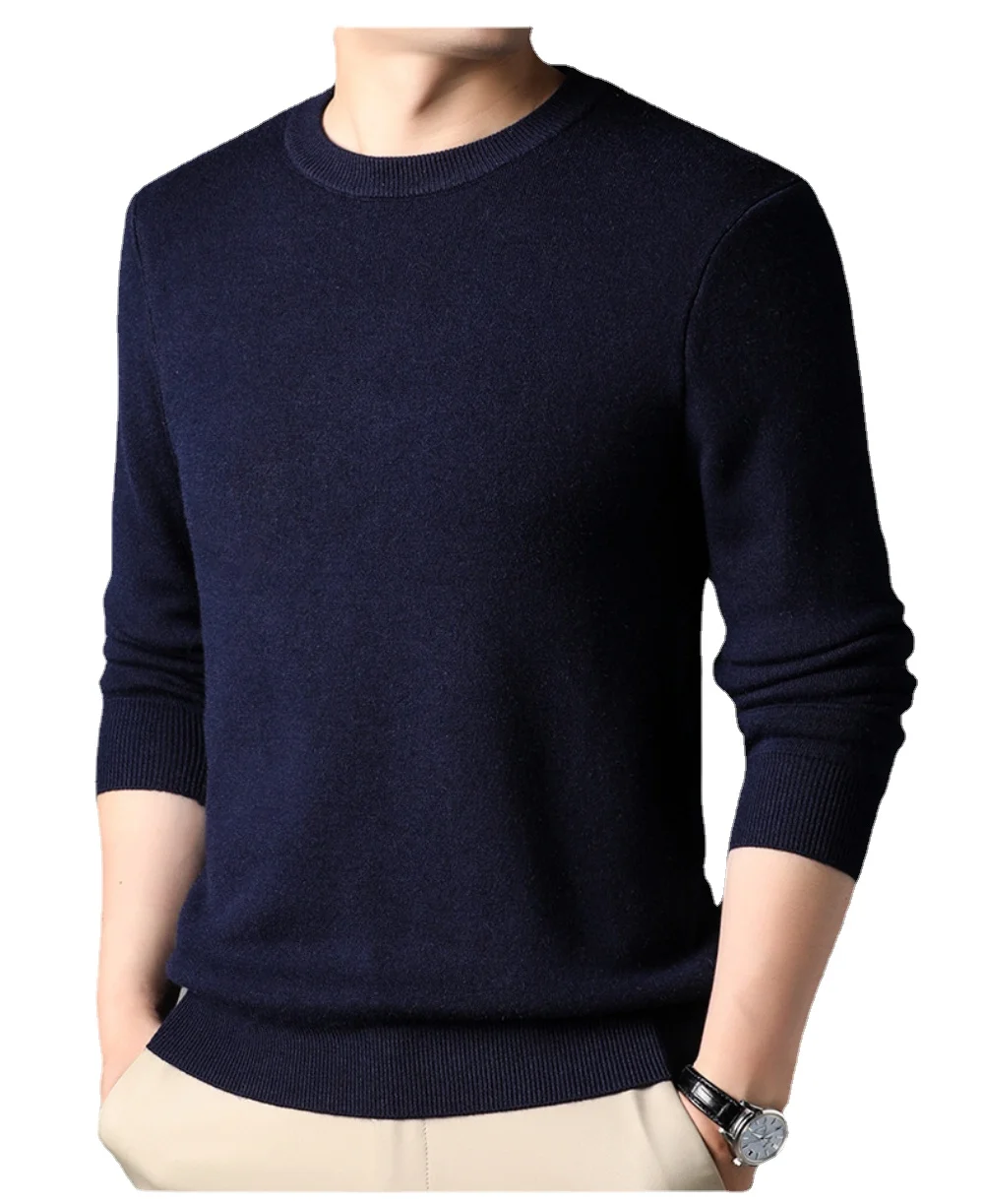 Mens Vintage Style Solid Color Knitted Sweater For Autumnwinter - 4