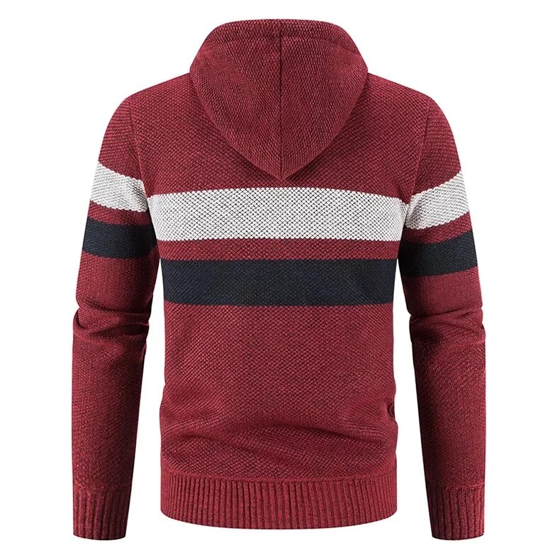 Mens Striped Fleecelined Hooded Sweater Warm Plus Size 5xl Autumnwinter - 9
