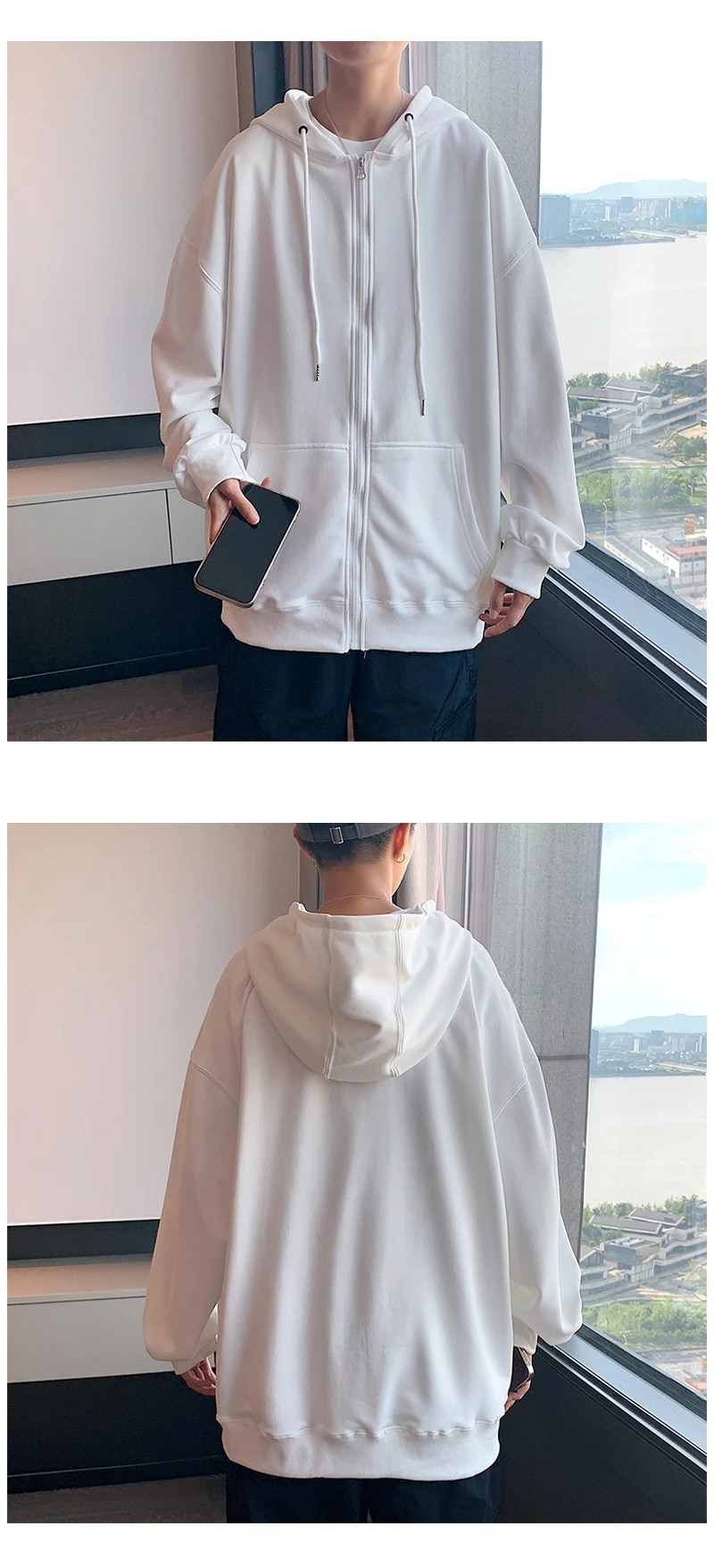 Mens Classic Solid Color Zipup Hoodie Sweatshirt Autumn Cardigan Jacket - 9