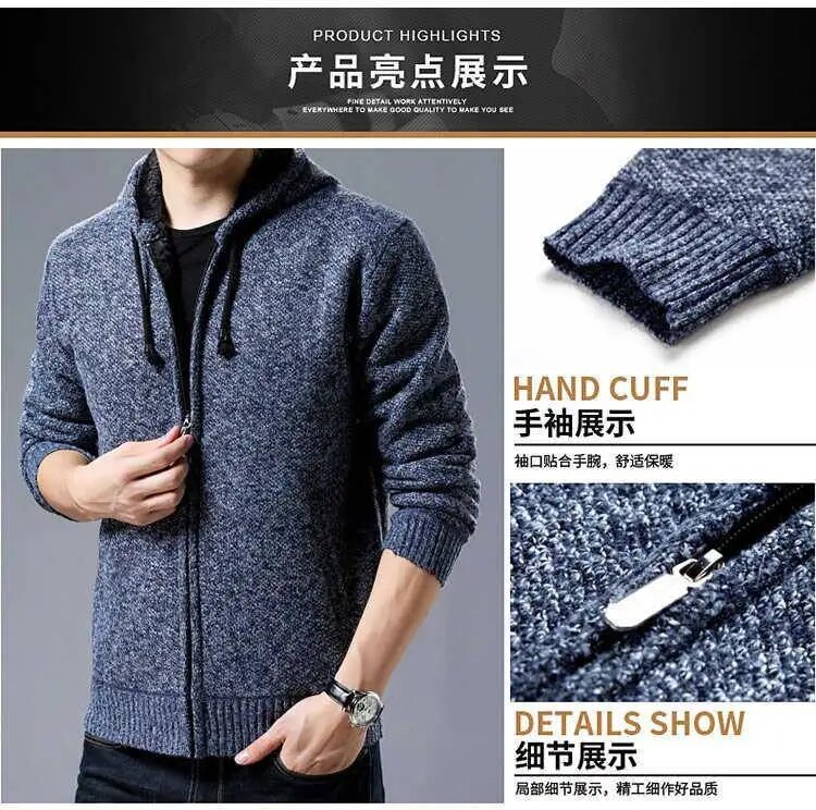 Mens Trendy Plus Size 4xl Fleece Zip Cardigan Sweater For Fallwinter - 24