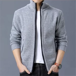 Mens Trendy Plus Size 4xl Fleece Zip Cardigan Sweater For Fallwinter - 1