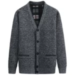 Mens Thick Knitted Vneck Cardigan Sweater For Autumnwinter - 1