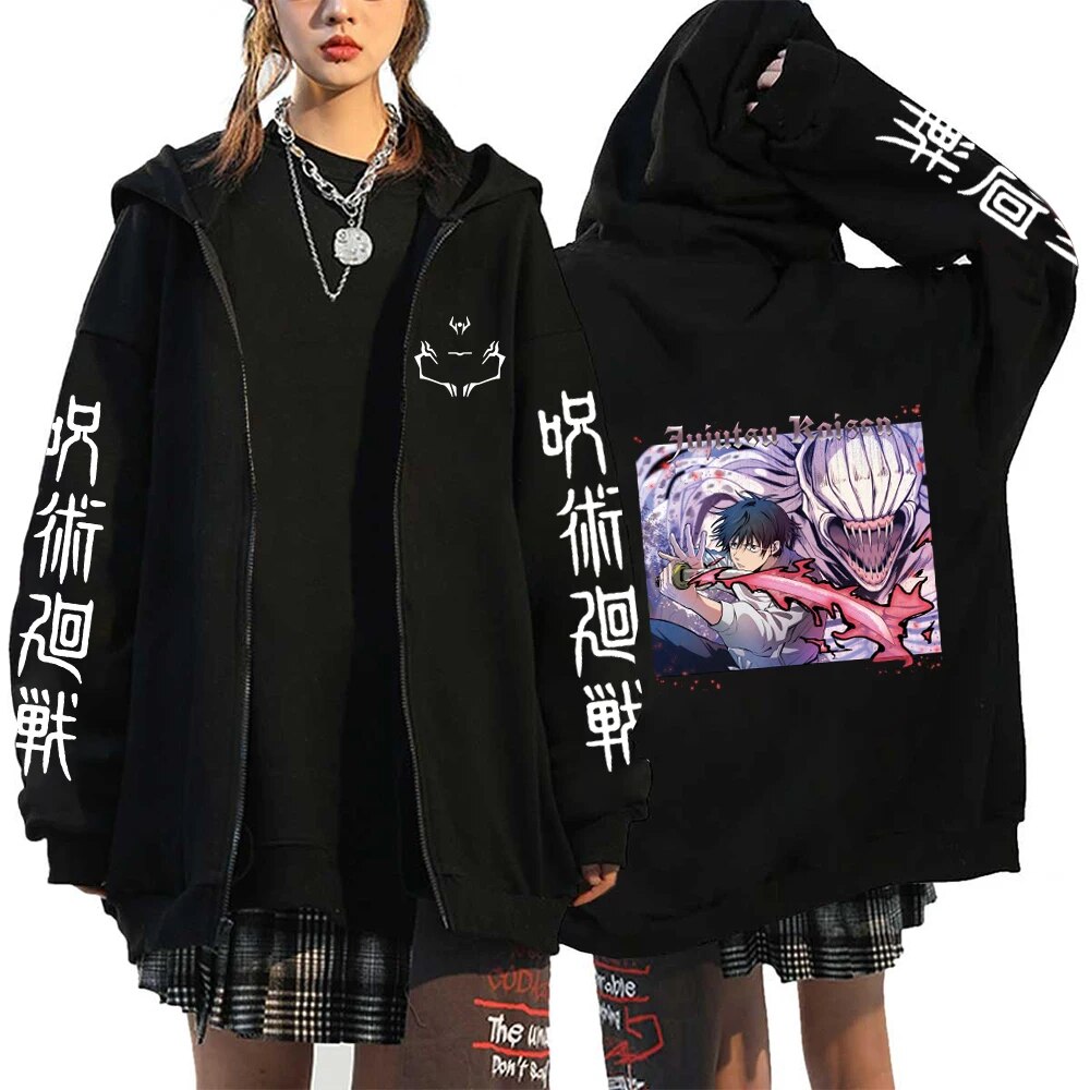 Jujutsu Kaisen Anime Fleece Hoodie Gojo Yuji Fushiguro Sweatshirt Cardigan - 12