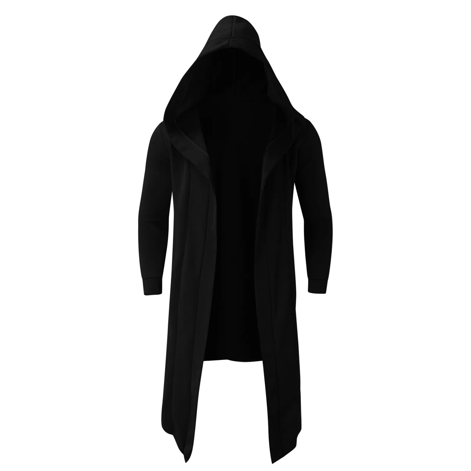 Punk Mens Long Cardigan Hooded Sweatshirt European Autumnwinter Trench Coat - 14