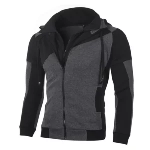 Mrmt Mens Slim Fit Double Zipper Colorblock Hooded Sweatshirt Cardigan - 1