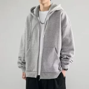 Mens American Heavyweight Solid Color Hooded Cardigan Sweatshirt Jacket 5xl - 1