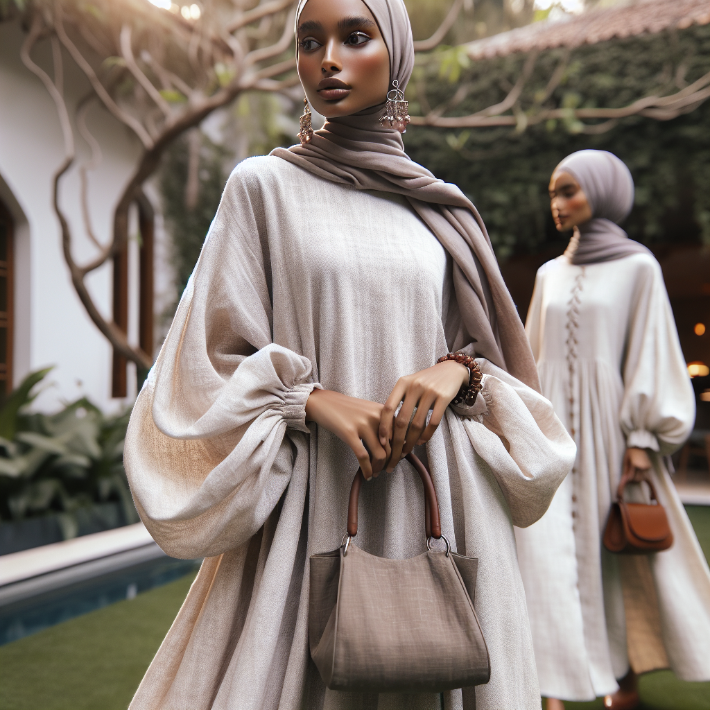 Styling Tips for a Comfortable Abaya with Loose Bubble Sleeves and Round Neck  