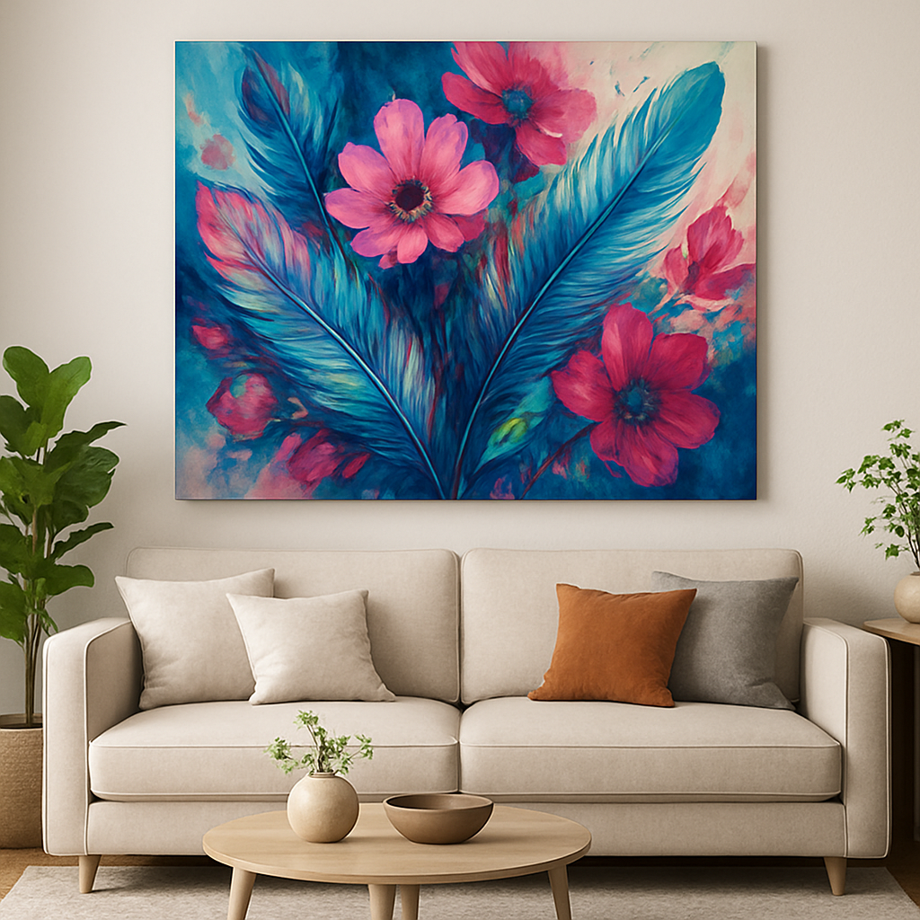 Choosing Abstract Floral Feather Canvas Art for Modern Living Room Decor  