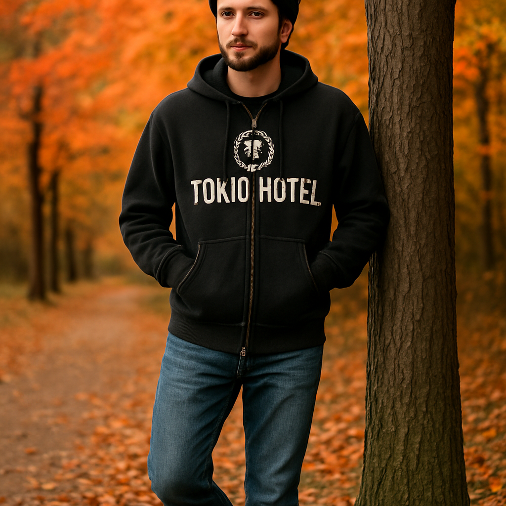 Embrace Autumn Fashion with the Tokio Hotel Vintage Zip-up Hoodie  
